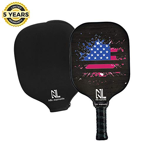Product Cover Pickleball Paddle set , Graphite Pickleball set or single,Lightweight Graphite Pickleball Racket Polypro Honeycomb Composite Core with Comfort Grip.Men Women Kids Indoor Outdoor. (black-single)