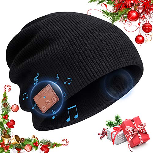 Product Cover Beanie Hat Bluetooth Headphones, Wireless V 5.0 Knit Music Beanie Unisex, Bluetooth Cap Built-in HD Stereo Speakers, Christmas Winter Gifts for Outdoor Sports, Men Women (Black)