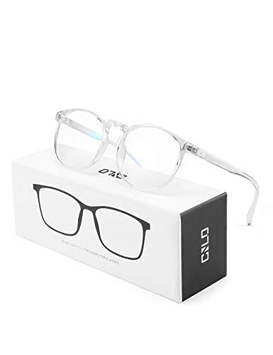 Product Cover CNLO Blue Light Blocking Glasses，Computer Glasses ，Radiation Protection Gaming Glasses, for UV Protection, Anti Eyestrain, Lightweight Frame Eyewear，Men/Women (Crystal)