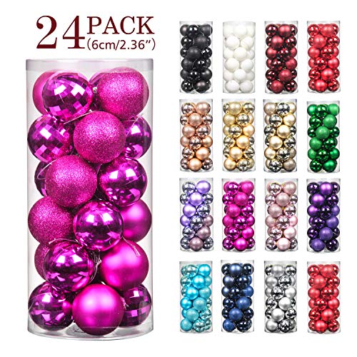 Product Cover Jusdreen 24pcs Christmas Balls Ornaments for Xmas Tree Shatterproof Christmas Tree Hanging Balls Decoration for Holiday Party Baubles Set with Hang Rope 2.36
