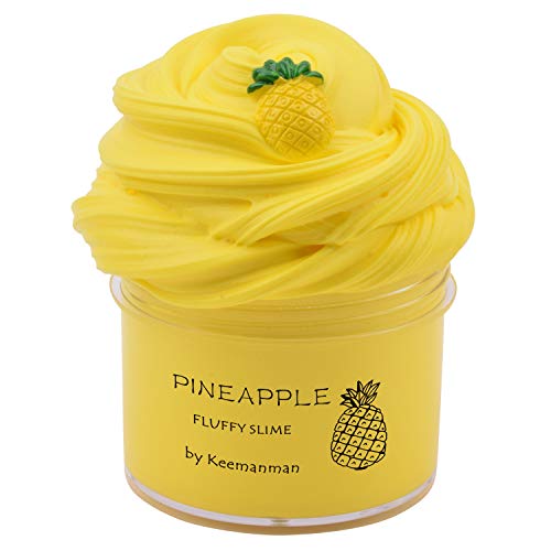 Product Cover Keemanman Yellow Pineapple Butter Fluffy Slime, DIY Slime Supplies Kit for Girls and Boys, Stress Relief Toy Scented Slime Toy for Kids Education, Party Favor, Gift and Birthday(7oz)