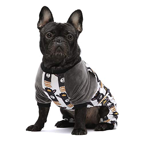 Product Cover Fitwarm Lama Pet Clothes for Dog Pajamas Cat Onesies Lightweight Velvet Black Large
