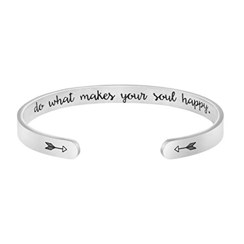 Product Cover Joycuff Do What Makes Your Soul Happy Bracelet Best Friend Encouragement Gift Inspirational Jewelry Motivational Hidden Message Cuff Bangle