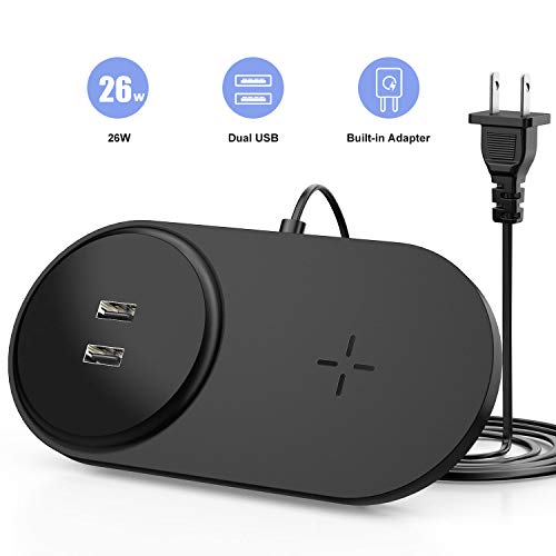 Product Cover Fast Wireless Charger with Dual USB, Seenda 26W Wireless Charging Pad with Built-in Adapter Compatible with iPhone 11/11 Pro/11 Pro Max/XS MAX/XR/XS/8Plus, Galaxy S10/S9/S8, Note 10/9/8-Black