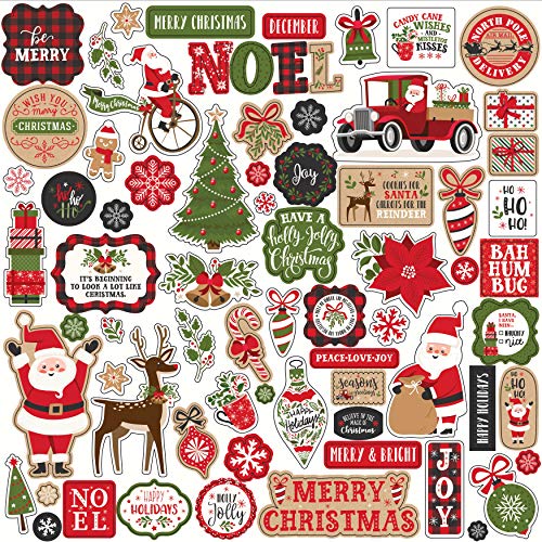 Product Cover Echo Park Paper Company MFC190014 My Favorite Christmas Element Sticker, red, Green, Black, Kraft