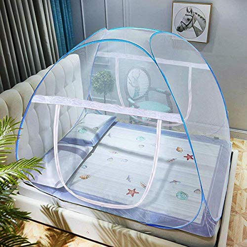 Product Cover Oumffy Mosquito Net Foldable King Size (Double Bed) with Free Saviours - (Blue)(Mosquito net for Double Size Bed)
