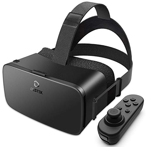 Product Cover DESTEK V5 VR Headset, 110°FOV Eye Protected HD Virtual Reality Headset w/ Bluetooth Controller for iPhone 11/X/Xs/Max/XR/8P/7P/6P,for Samsung S10/S9/S8/Plus/Note 10/9/8,Smartphones w/ 5.5-6.5in Screen