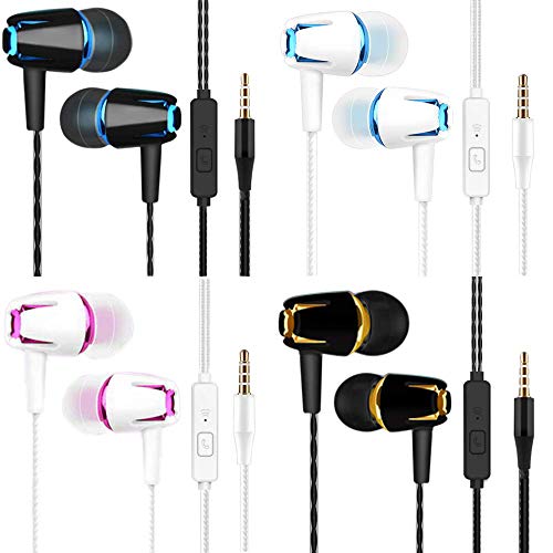 Product Cover Earbuds,Earphones,Pasuwisma in-Ear Headphones Noise Isolating,Compatible with iPhone,iPod,iPad,MP3 Players,Samsung Galaxy,Nokia,HTC,etc 4pack (4, bluelover)