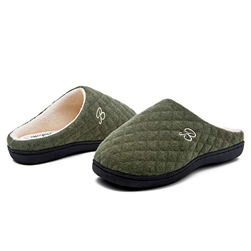 Product Cover BABAYA Slippers for Women Memory Foam Warm Cozy Slip On Home House Shoes Rubber Sole Non-Slip Indoor Outdoor Winter(7-8,Green)