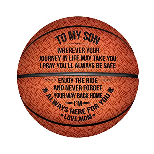 Product Cover Kenon Engraved Basketball for Son - Personalized Basketball Indoor/Outdoor Game Ball for Son - to My Son Enioy The Ride and Never Forget Your Way Back Home (to My Son from Mom)