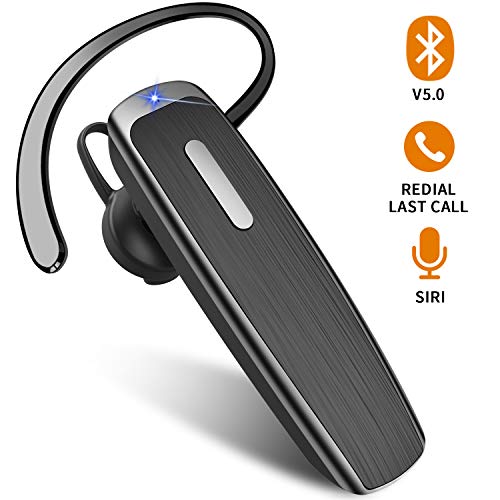 Product Cover Bluetooth Earpiece for Cell Phone Link Dream Hands Free Bluetooth Headset with Mic 22Hrs Talktime Earpiece Compatible with iPhone Samsung Android Mobile Phones, Driver Trucker (Black)