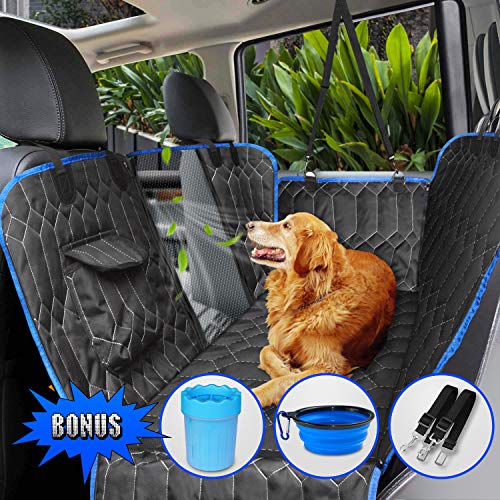 Product Cover ［Upgraded Version］ Dog Seat Cover for Back Seat, 100% Waterproof with Mesh Window, Scratch Proof Nonslip Dog Car Hammock, Car Seat Covers for Dogs, Dog Backseat Cover for Cars Trucks SU