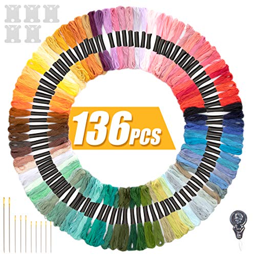 Product Cover STOCKYFY Embroidery Thread Rainbow Color Embroidery Floss 120 Skeins & Accessories Per Pack Friendship Bracelets Cross Stitch Threads & Craft Floss