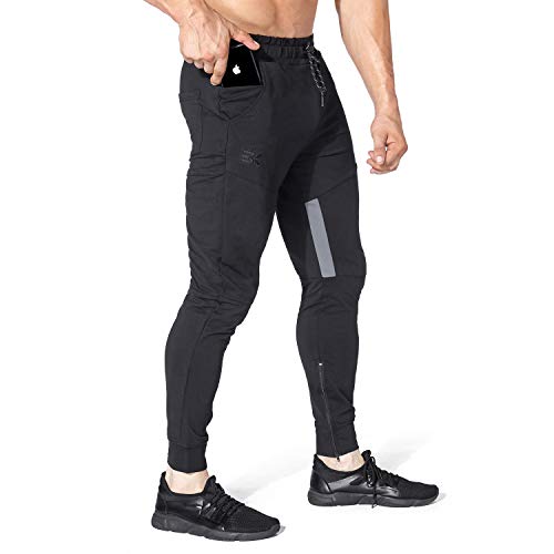 Product Cover BROKIG Mens Thigh Mesh Gym Jogger Pants, Men's Casual Slim Fit Workout Bodybuilding Sweatpants with Zipper Pocket