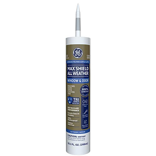 Product Cover GE Max Shield All Weather Siliconized Acrylic Latex Sealant Caulk, Cool Gray, 10.1oz