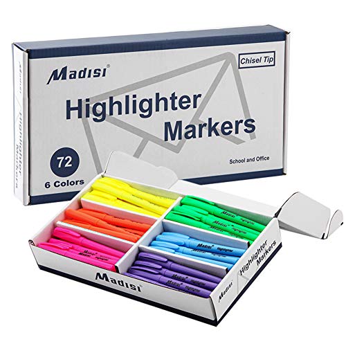 Product Cover Madisi Highlighters, Chisel Tip, Assorted Colors, Bulk Pack, 72-Count