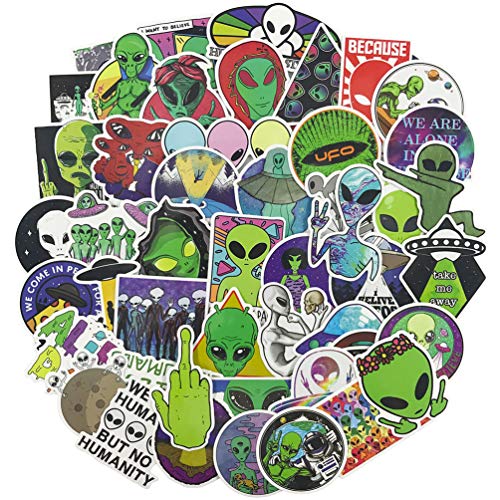 Product Cover Alien Laptop Stickers 50pcs, Cool Kids/Teen Vinyl Computer Waterproof Water Bottles Skateboard Luggage Decal Graffiti Patches Decal