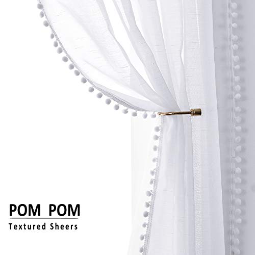 Product Cover NATWIN Pompom Sheer White Curtains for Living Room 84