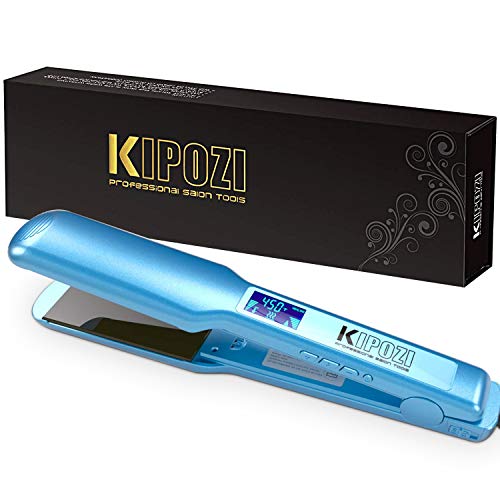 Product Cover KIPOZI Pro Nano Titanium Flat Iron Hair Straightener with Digital LCD Display, Heats Up Instantly, A High Heat of 450 Degrees, Dual Voltage, 1.75 Inch Wide Plate