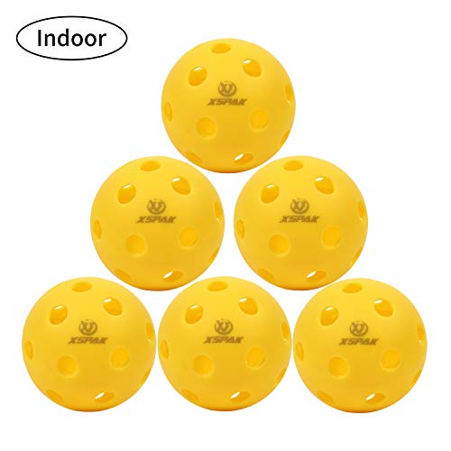 Product Cover XS XSPAK Indoor Pickleball Balls - 26 Holes Pickleball Ball Pack of 6, Yellow