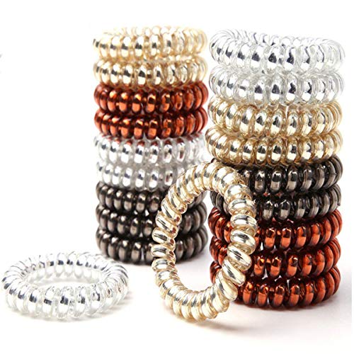 Product Cover 20 Pcs Spiral Hair Ties No Crease - Colorful Teleties Traceless Hair Ties, Elastic Coil and Matte Phone Cord Hair Ties Accessories for Women Girl (4 kind color)