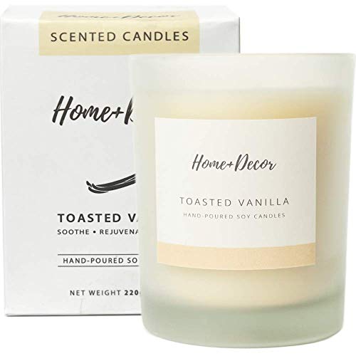 Product Cover Home + Decor Premium Soy Scented Candles - Organic Non-Toxic Hand-Poured Natural Candles 220g 8 oz - Toasted Vanilla Flavor Long-Lasting Burn