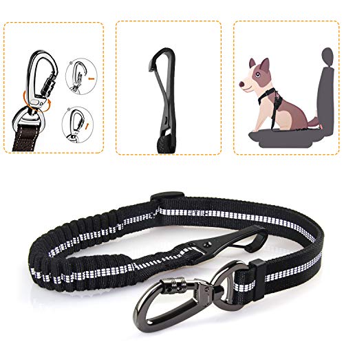 Product Cover Heavy Duty Dog Seat Belt Especially for Large Dogs, Elastic Nylon Safety Belt Adjustable from 28