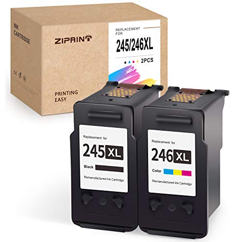 Product Cover Ziprint Remanufactured Ink Cartridge Replacement for Canon PG-245XL CL-246XL 245XL 246XL use for Pixma MG2522 MG3022 MG2520 MG2922 MX492 MX490 TR4520 TS3122 TS3120 Printer (Black, Tri-Color, 2-Pack)