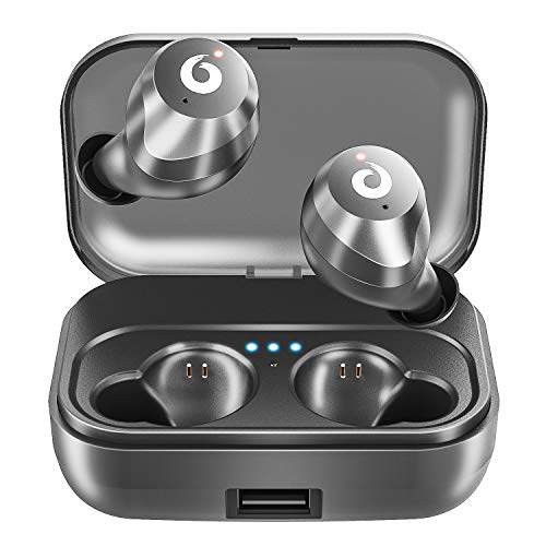 Product Cover Bluetooth Wireless Earbuds, Bluetooth Headset Wireless Earphones IPX7 Waterproof Bluetooth 5.0 Stereo Hi-Fi Sound with 2200mAh Charging Case (Black)