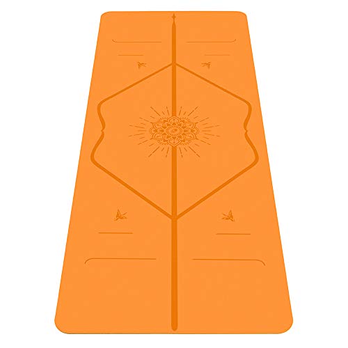 Product Cover Liforme Happiness Yoga Mat - The World's Best Eco-Friendly, Non Slip Yoga Mat with The Patented Alignment Marker System - Biodegradable and Natural Rubber Yoga Mat - Happiness Orange Special Edition
