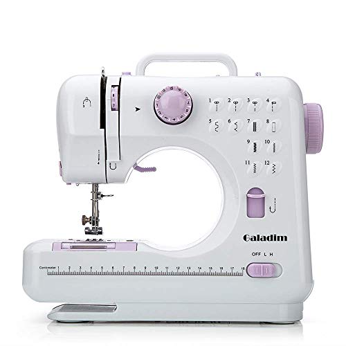 Product Cover Sewing Machine by Galadim (12 Stitches, 2 Speeds, LED Sewing Light, Foot Pedal) - Electric Overlock Sewing Machines - Small Household Sewing Handheld Tool GD-015-V