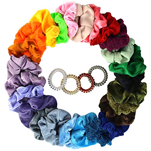 Product Cover YSSHUI 24 Pieces Hair Curls Velvet Elastic Hair Strap Hair Strap Rope Hair Bands for Women or Girls Hair Accessories - (24 kinds of random colors)