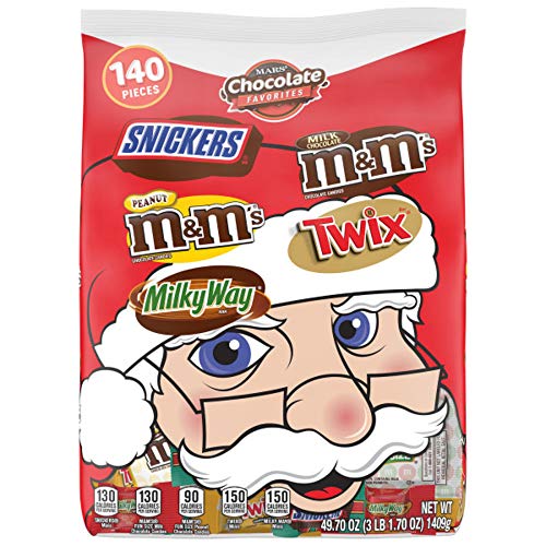 Product Cover M&M'S, Snickers, TWIX & MILK WAY Fun Size & Minis Size Chocolate Christmas Candy Variety Mix, 140 Pieces