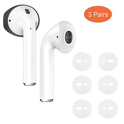 Product Cover {Fit in Case}Silicon airpods Tips Ear Skins and Covers Replacement Anti Slip Soft eartips Compatible with Apple AirPods 1 & 2 or EarPods Headphones/Earphones/Earbuds (3 Pairs White)