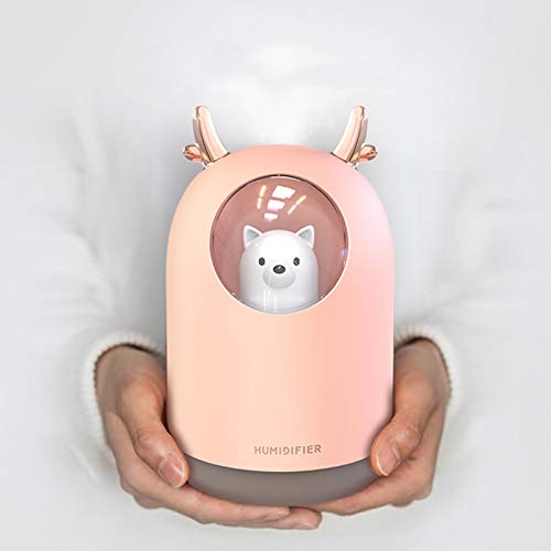 Product Cover HOPEME Cool Mist Humidifier with Adjustable Mist Mode, 300ml Water Tank Lasts Up to 10 Hours, 7 Color LED Lights Changing, Waterless Auto Shut-Off for Bedroom, Home, Office (Pink Color)