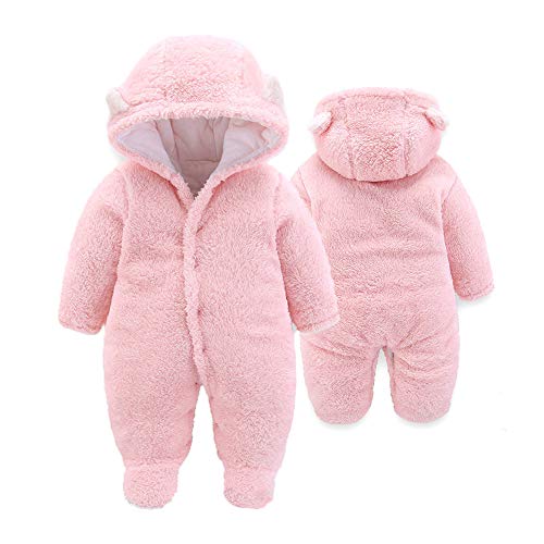 Product Cover XMWEALTHY Baby Cloth Winter Coats Unisex Newborn Cute Jumpsuit Romper Coats Outfits Pink S