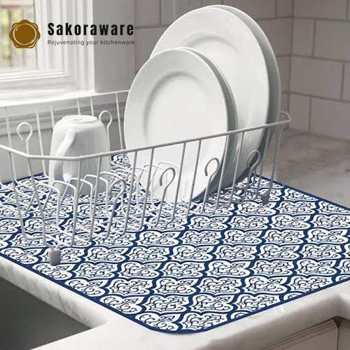 Product Cover sakoraware Extra Absorbent Microfiber Dish Cutlery Fruits Vegetables Drying Mat, Small (38x50cm)