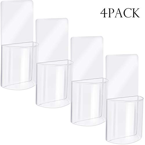 Product Cover 4 Pack Wall Mount Organizer Storage Box Transparent Remote Control Holder Convenient Acrylic Media Organizer