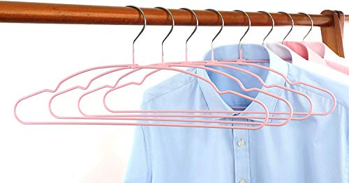 Product Cover TOPIA HANGER Non Slip Hanger, Adult Space Saving Metal & Rubber Coating Clothes Hangers, Laundry Metal Hangers, Pink Shirt Hangers 20 Pack, CT12P