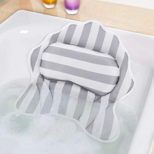 Product Cover Bath Pillow, SMZCTYI Ultra Supportive & Anti-Slipping Bathtub Pillow with 6 Reinforced Suction Cups, Easy to Dry Bath Pillows for Different Tubs