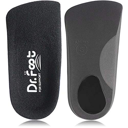 Product Cover Dr. Foot's 3/4 Length Orthotic Inserts, Self-Adhesive Half Shoe Insoles for Flat Feet, Plantar Fasciitis, Fallen Arches, Over-Pronation, Heel Spurs, Feet Fatigue (M - Women's 9-10.5 | Men's 7.5-9)