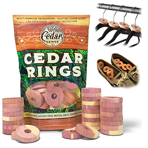 Product Cover Cedar Sense Cedar Rings - 30 Pack - Cedar - Cedar Moth - Cedar Blocks for Clothes Storage - Moth - Closet Freshener - Cedar for Closet - Cedar for the Closet - Moth Killer - Moth Repellent Closet