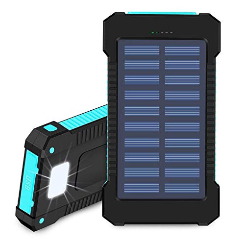 Product Cover Hidver Solar Phone Charger 20000mAh Portable Power Bank Waterproof Battery Packs with Dual Ports, Compass, Flashlight for Camping Solar Panel for Smartphones,GoPro Camera,GPS and Other Devices