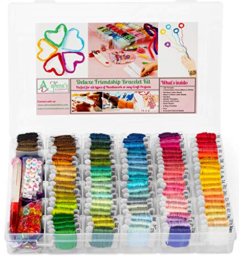 Product Cover Premium DIY Friendship Bracelet String Kit Embroidery Thread and Accessories - Colors are Coded Embroidery Floss - Cross Stitch, String, Thread Craft Supplies - Perfect Gift for Girls 7 to 12
