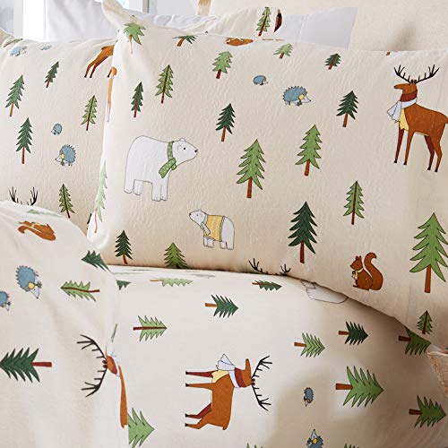 Product Cover Home Fashion Designs Stratton Collection Extra Soft Printed 100% Turkish Cotton Flannel Sheet Set. Warm, Cozy, Lightweight, Luxury Winter Bed Sheets. (Twin, Wildlife)