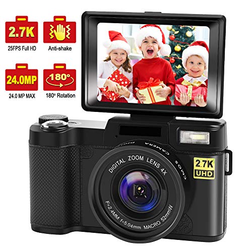 Product Cover Digital Camera Vlogging Camera with YouTube 24MP 2.7k Full HD Camera with Flip Screen 180 Degree Rotation (s1)