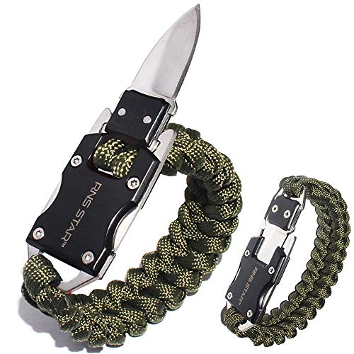 Product Cover RNS STAR Paracord Knife Bracelet Survival Gear Kit Tactical EDC Bracelet, Multitool Survival Gear for Hiking Traveling Camping, Best Gift for Men & Women