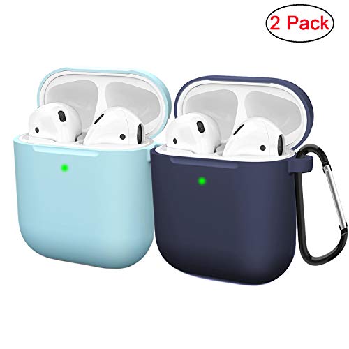 Product Cover Compatible AirPods Case Cover Silicone Protective Skin for Apple Airpod Case 2&1 (2 Pack) Blue/Navy Blue