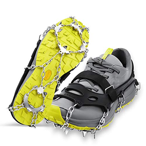 Product Cover LOPOO Crampons Traction Cleats Ice Snow Grips with 19 Spikes System Safe Protect for Walking, Ice Fishing, Climbing and Hiking on Snow and Ice(Large)
