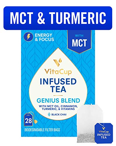 Product Cover VitaCup Genius Blend Infused Tea 28 ct |Keto|Paleo|Whole 30| Chai Black Tea with MCT, Cinnamon, Turmeric & Vitamins Helps Boost Focus, Metabolism & Energy